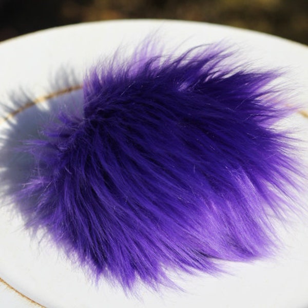 faux fur pom pom, fur pom pom, purple pom pom, purple faux fur, hat pom pom, ready to ship pom pom, handmade pom pom