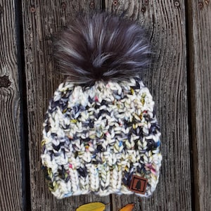 Luxury hand knitted beanie,  knitted hat, women&#39;s knit hat, gift for her, pom pom hat, handmade beanie, merino wool beanie