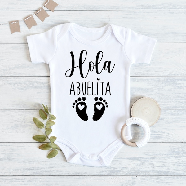 Hola Abuelita Spanish Baby Onesie® | Latin Baby Onesie® | Hola Abuela Baby Onesie® | Hello Grandma Onesie® | Pregnancy Announcement Onesie®