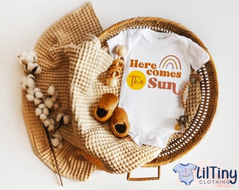 Here Comes The Sun Baby Onesie® | Boho Baby Onesie® | Retro Baby Onesie® | Summer Baby Onesie® | Cute Baby Onesie® | Vintage Baby Bodysuit