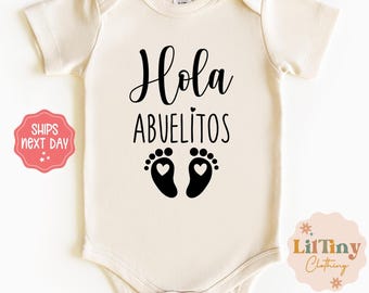 Hola abuelitos spanish onesie® // latin onesie® // pregnancy announcement onesie® // unisex onesie® // gift onesie® // reveal onesie®