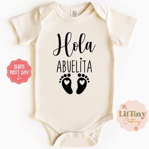 Hola Abuelita Spanish Baby Onesie® | Latin Baby Onesie® | Hola Abuela Baby Onesie® | Hello Grandma Onesie® | Pregnancy Announcement Onesie®