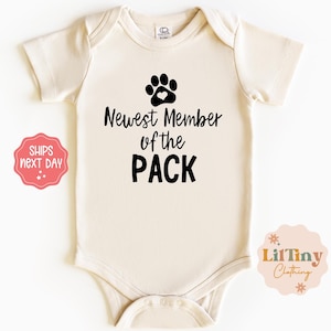 Newest member of the pack onesie® // gift onesie® // pregnancy announcement // baby shower gift // baby girl onesie® // baby boy onesie®