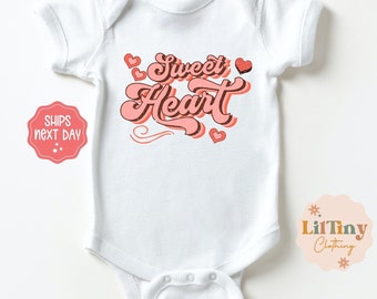 Sweet Heart Baby Onesie®: Retro Valentine's Day Organic Cotton Bodysuit