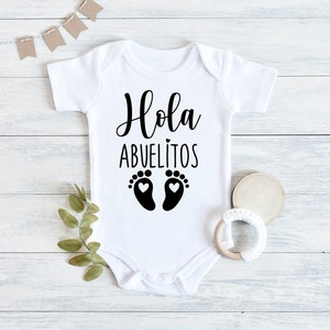Hola abuelitos spanish onesie® // latin onesie® // pregnancy announcement onesie® // unisex onesie® // gift onesie® // reveal onesie®