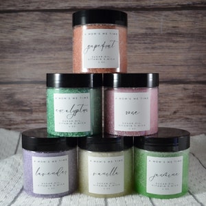 Sugar Scrub 4 and 8 oz Exfoliating Natural Body Skin Care with Vitamin E and Essential Oil Party Favors and Gifts