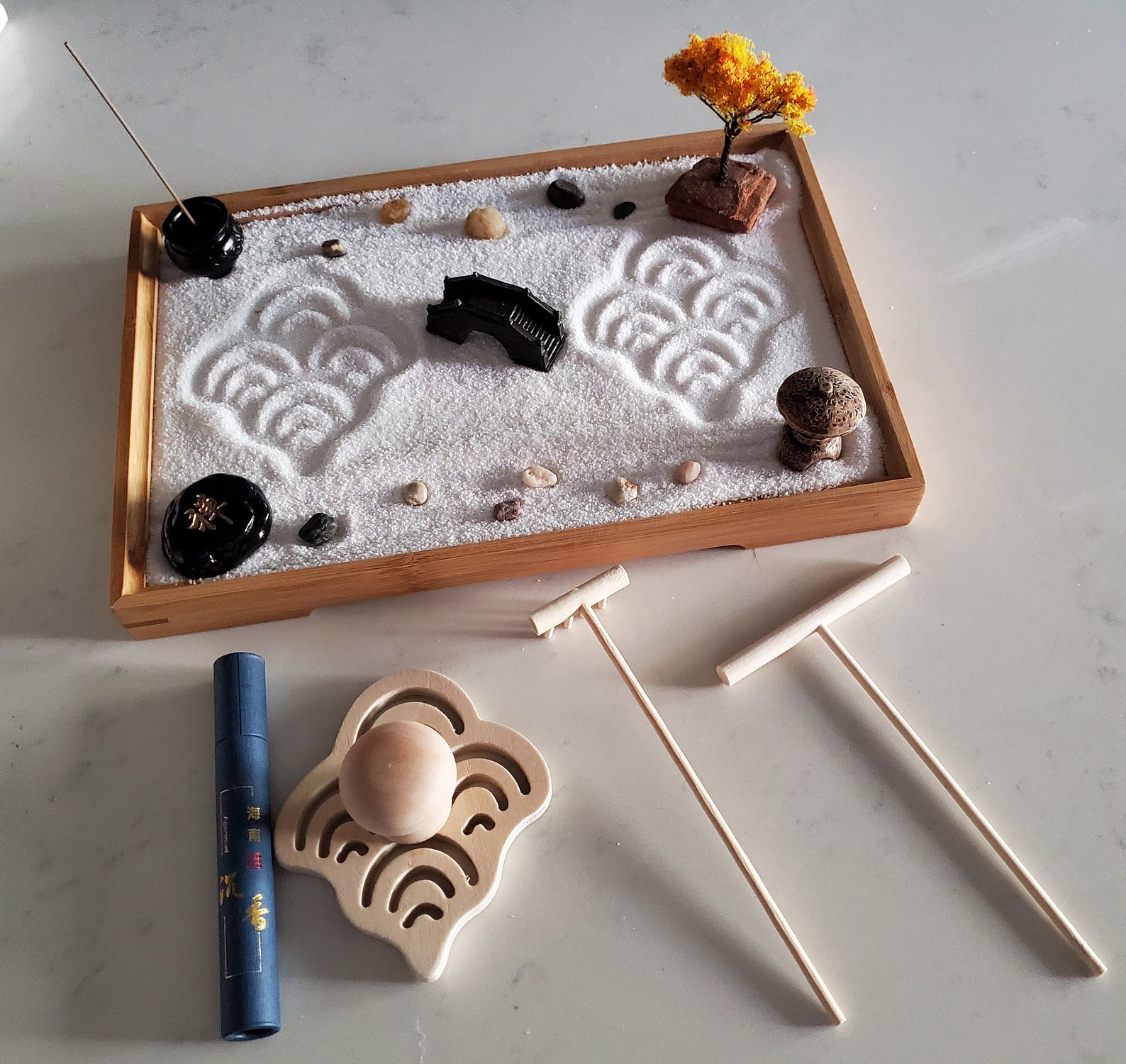 Zen Garden Kit Desktop Mini Japanese Sand Garden Kit with Etsy
