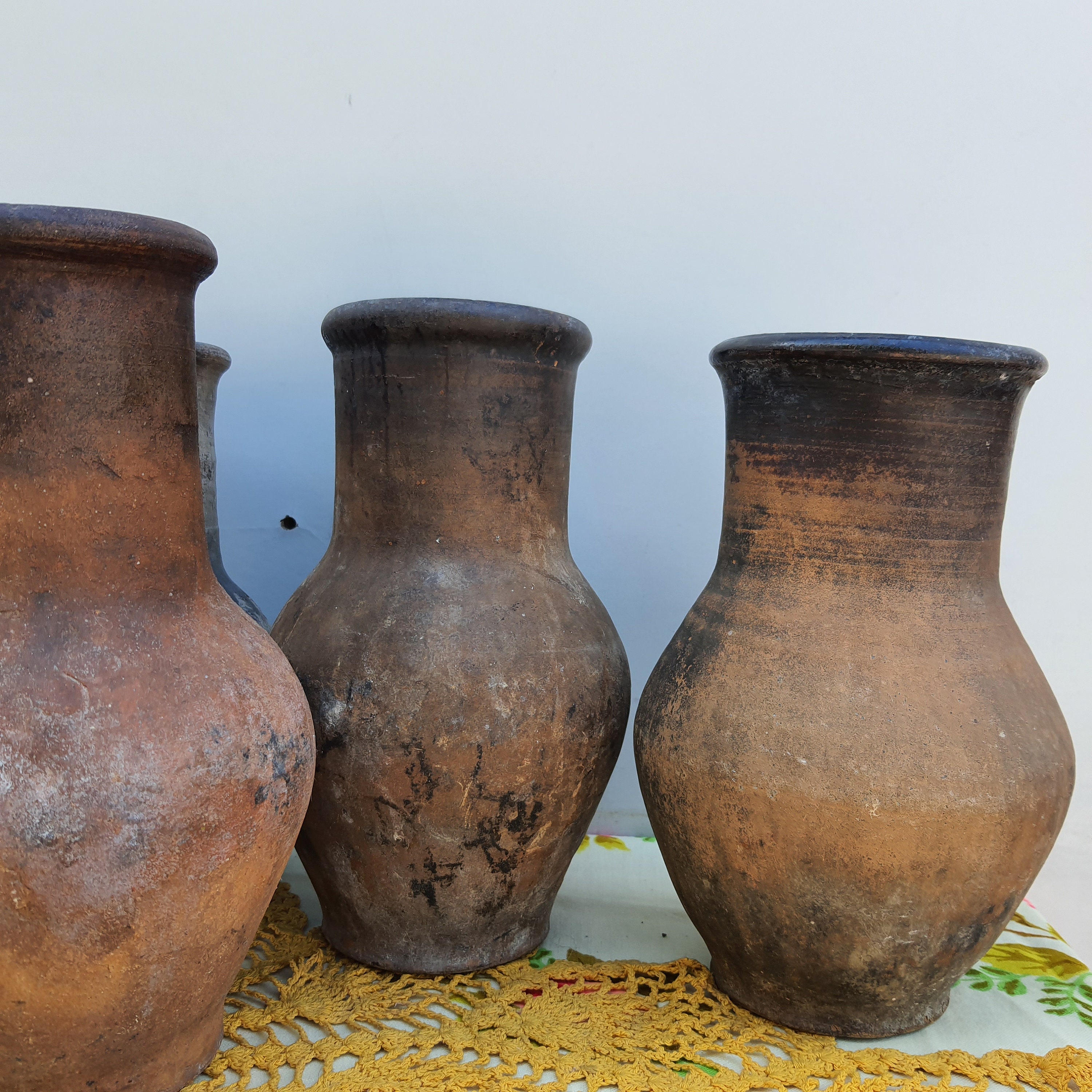 Set of five Ancient Clay Pot Antique Clay Vessel Plant Etsy
