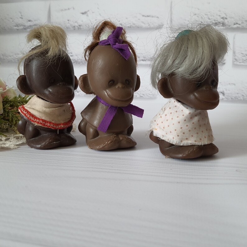 A set of three toys a monkey a plastic monkey three Etsy