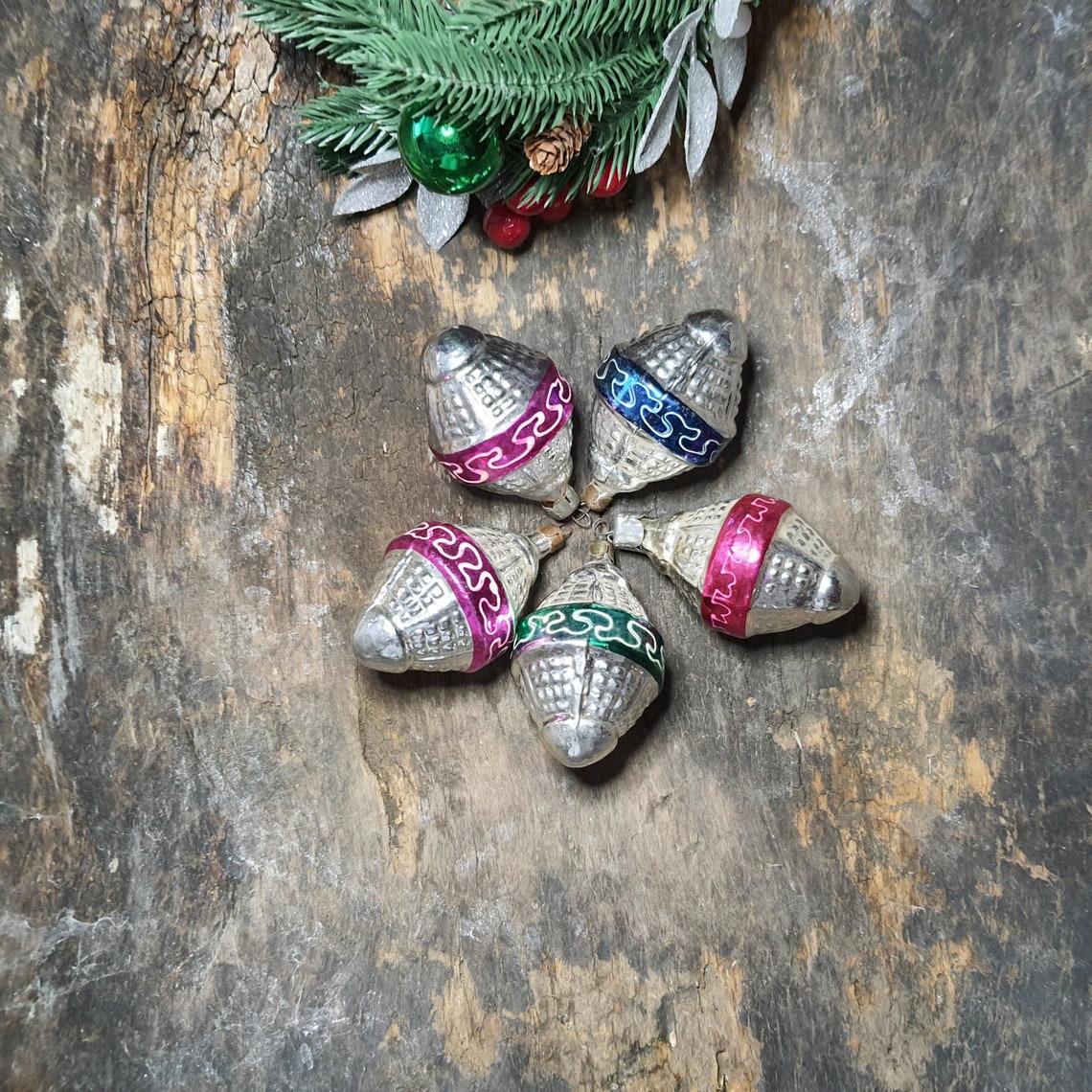 Vintage Lot of 5. Christmas Tree Bells Glass Ornaments Etsy