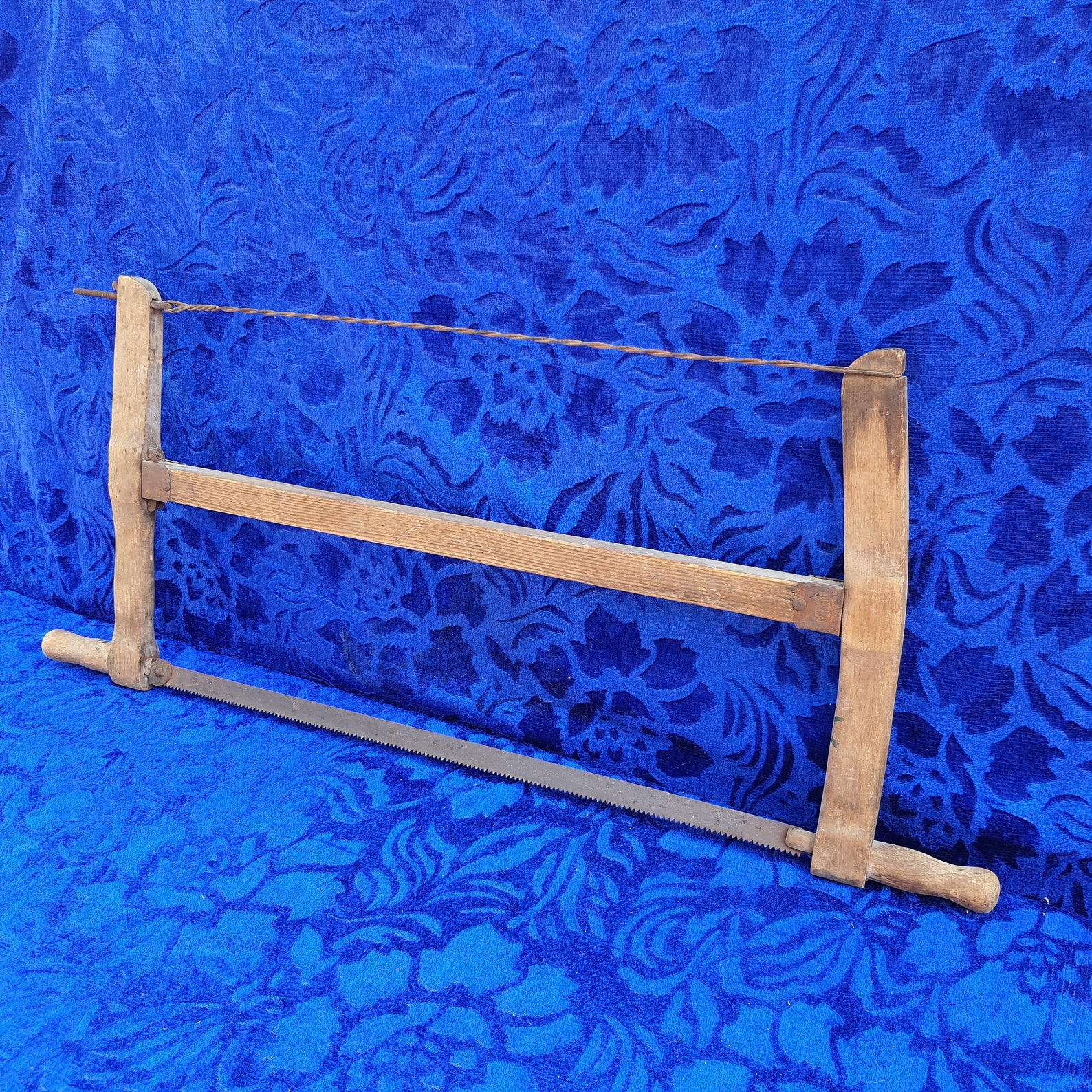 Vintage Bucking Bow Saw Double Wood Handle Rustic Wall Art Etsy