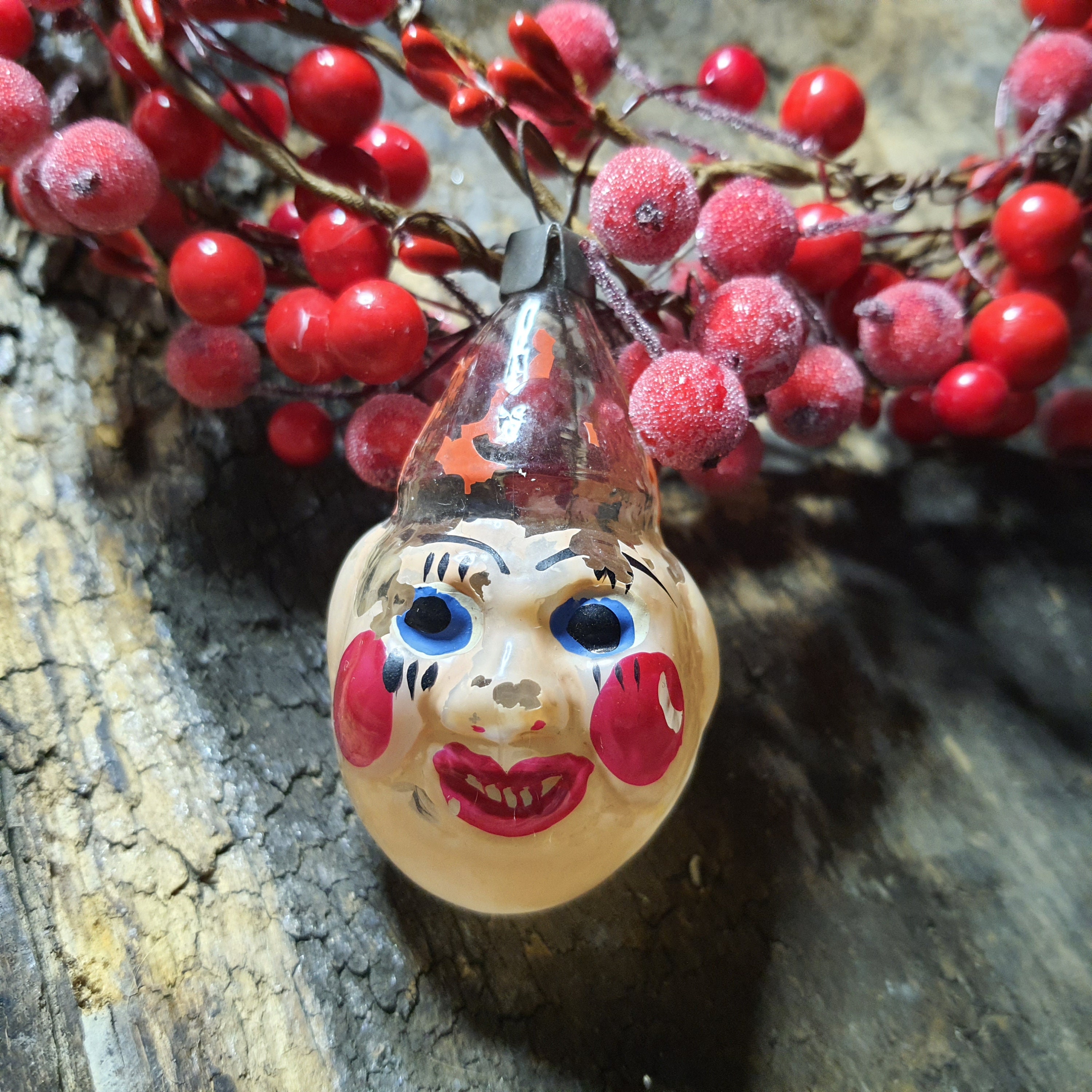 Antique clown christmas ornaments face circus cirque head man Etsy