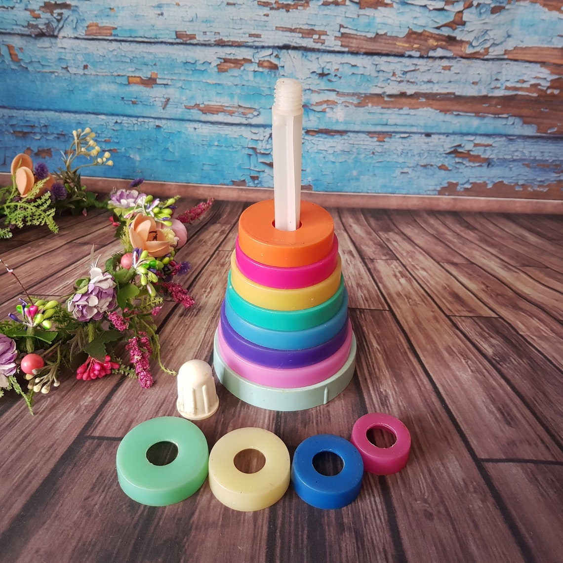 Stacking toy plastic stacking toy plastic pyramid toy Etsy