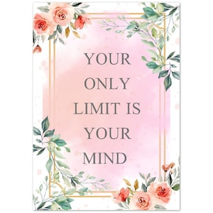 Your only limit is your mind, Wall art, Apartment Decor, motivational wall art, present, Christmas, Birthday present