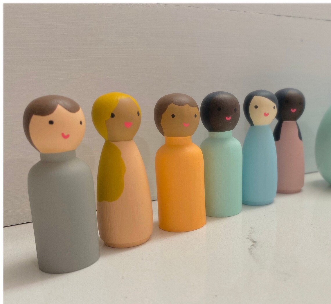Peg Doll Set Diversity Toy Montessori Toddler Toys Peg Etsy