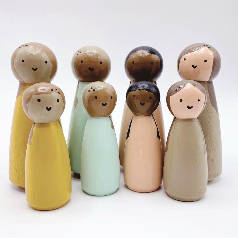 Peg Doll Family Set Diversity Toy Montessori Toddler Toys Etsy