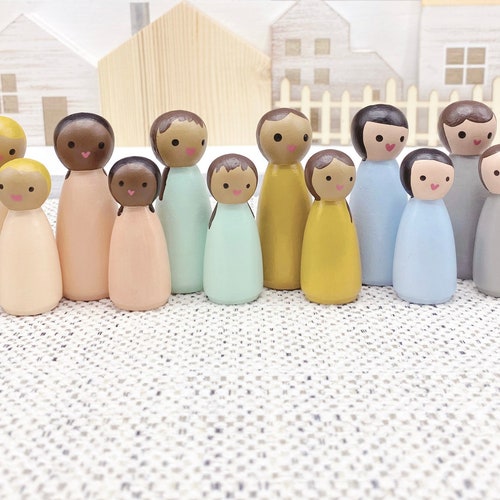 Peg Doll People Set Diversity Toy Montessori Toddler Toys Etsy