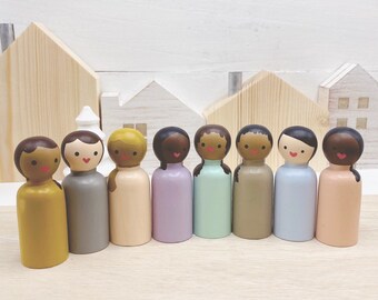 Peg Doll People Set, Diversity Toy, Montessori Toddler Toys, Dollhouse Peg Dolls, Diversity For Classroom, Travel Toys Kids, Busy Toys