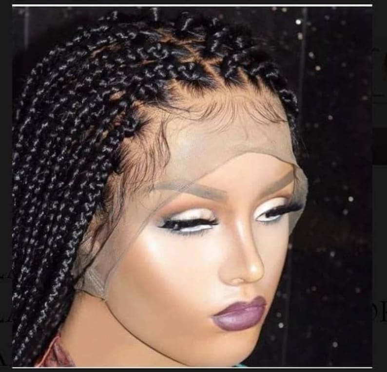 Braided wig Medium size box braids wigs for black women Etsy