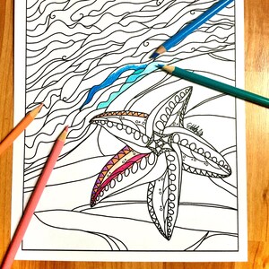 Starfish Beach Printable Coloring Page