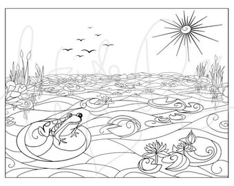 Lily Pad Drawing Etsy