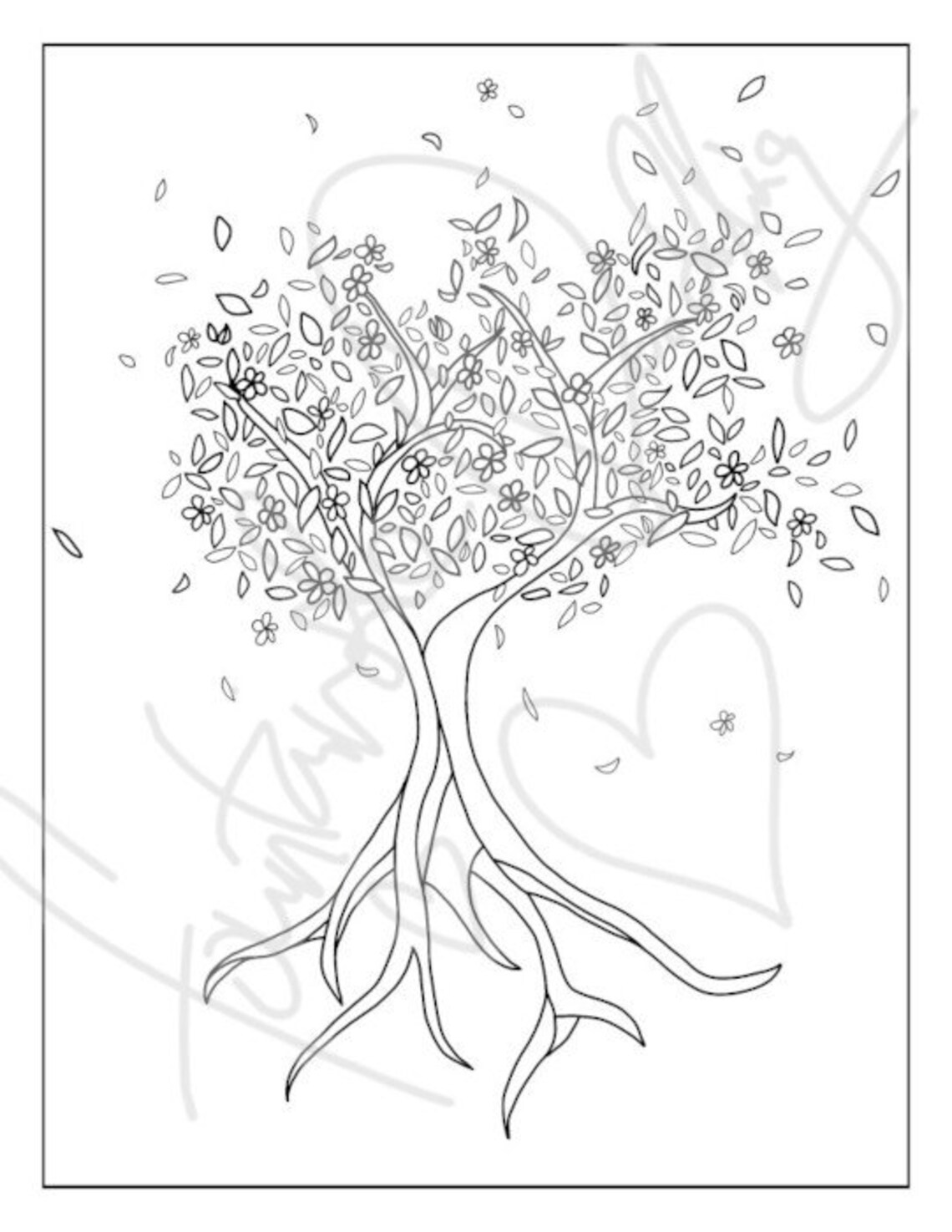 Cherry Blossom Tree Printable Coloring Page - Etsy