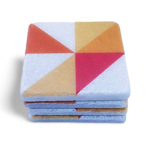 Modern Marble Coaster set, Patterned  Marble Coaster, Wedding Gift or Housewarming | MRBL-2020125 | 4 Pcs