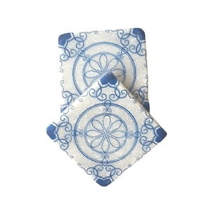 Patterned Marble Coaster Set: Blue Floral Stone Coasters (4 Pcs)