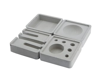 Handmade Concrete Desk Organizer Set: Modern Office Decor
