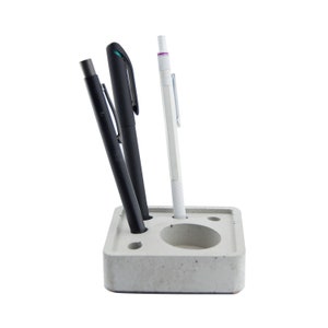 Handmade Concrete Desk Organizer Set: Modern Office Decor