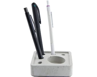 Handmade Concrete Desk Organizer Set: Modern Office Decor