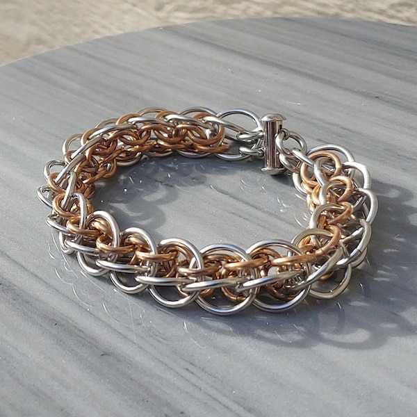 Antares - Stainless Steel/Brass Chainmail Bracelet