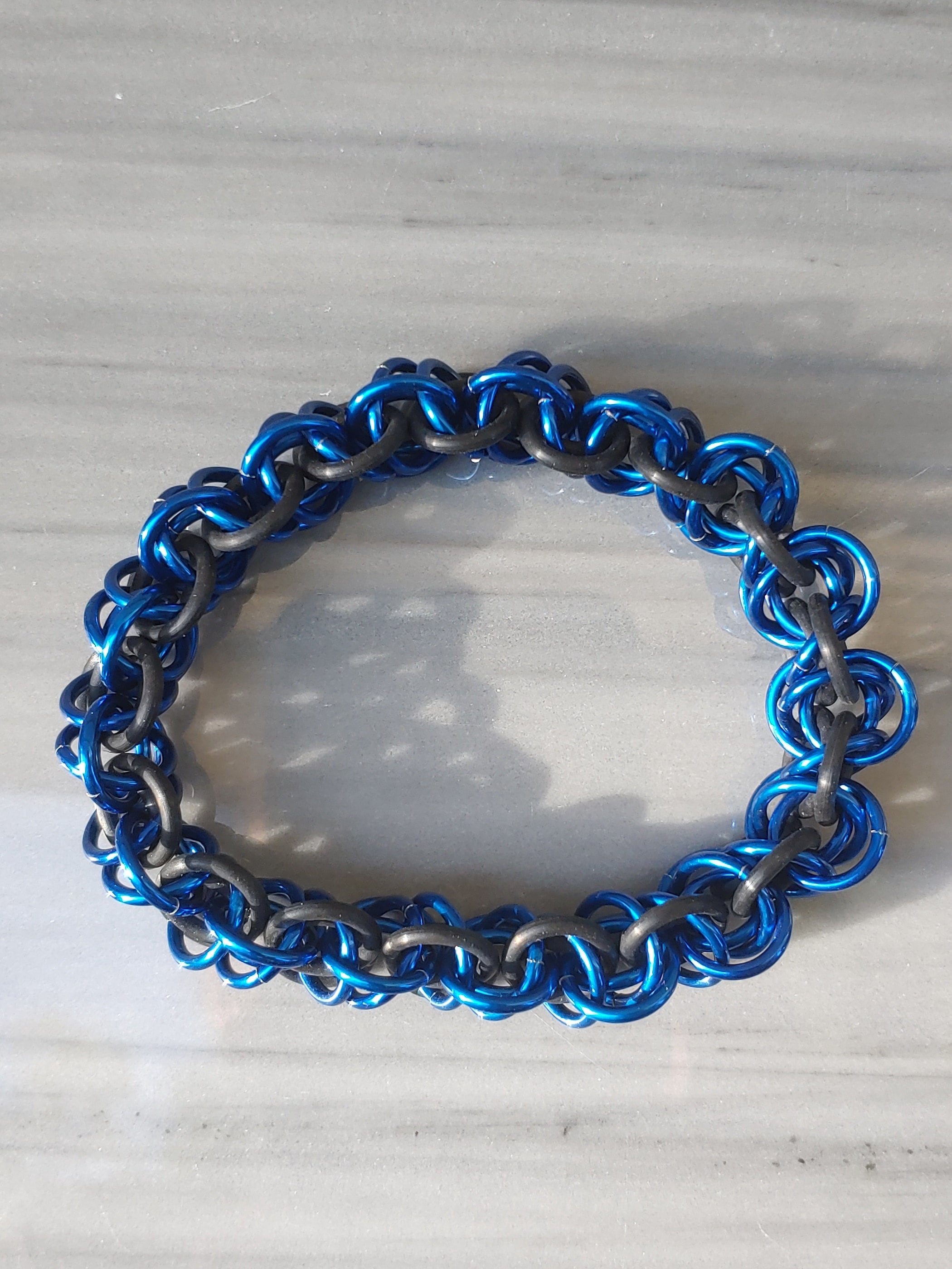 Rhea (dark Blue) - Chainmail Stretch Bracelet - Etsy UK