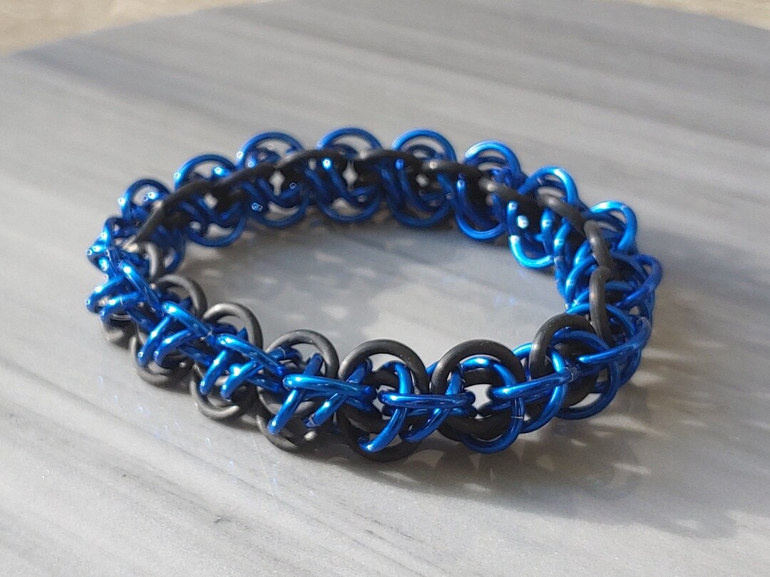 Rhea (dark Blue) - Chainmail Stretch Bracelet - Etsy