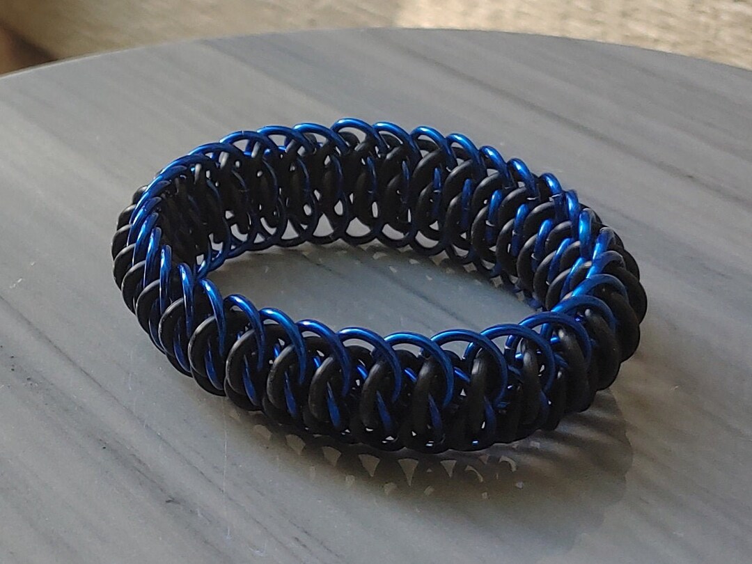 Titan (dark Blue) - Chainmail Stretch Bracelet - Etsy