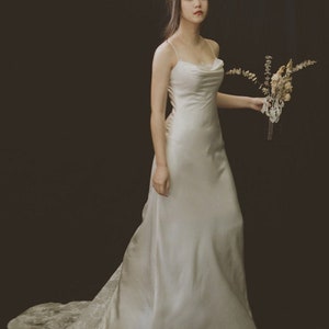 Sexy Simple Wedding Dress - Spaghetti Straps - Ivory Bridal Gown - Trumpet Wedding Dress - Beach Wedding Dress - Satin Wedding Dress
