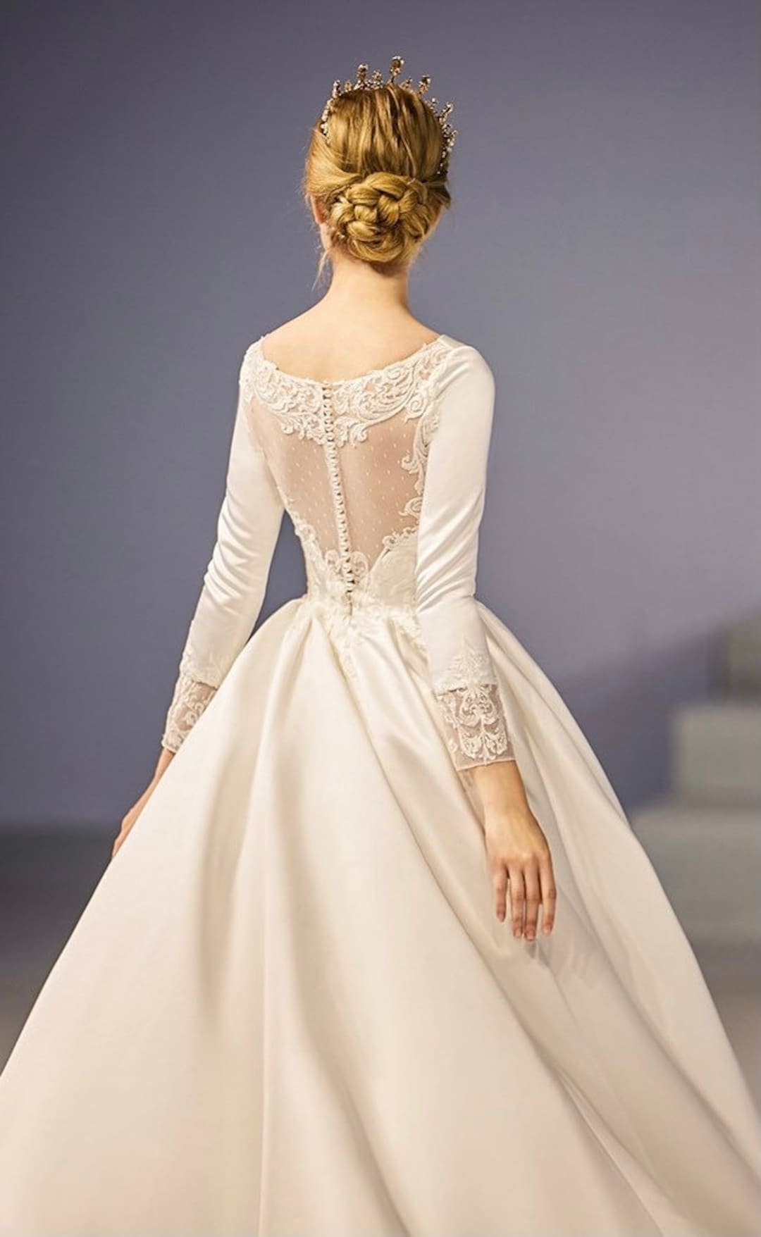 Buy Royal Wedding Dress Satin Long Sleeve Wedding Dress Ball