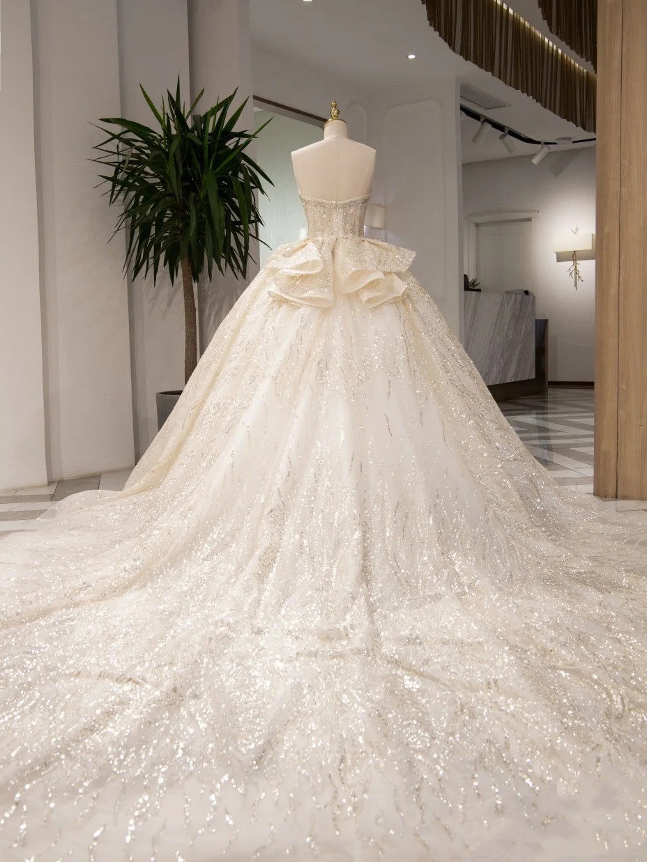 Luxury Sparkly Wedding Dress - Ball Gown Wedding Dress - Long Sleeve Wedding Dress - Beadings- Fairy Wedding Dress - Princess Wedding Dress