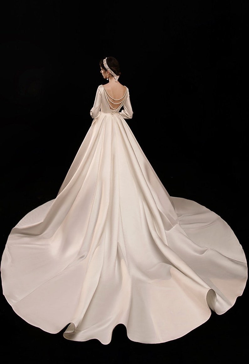 Satin Wedding Dress ball Gown Simple Wedding Dress Long Etsy