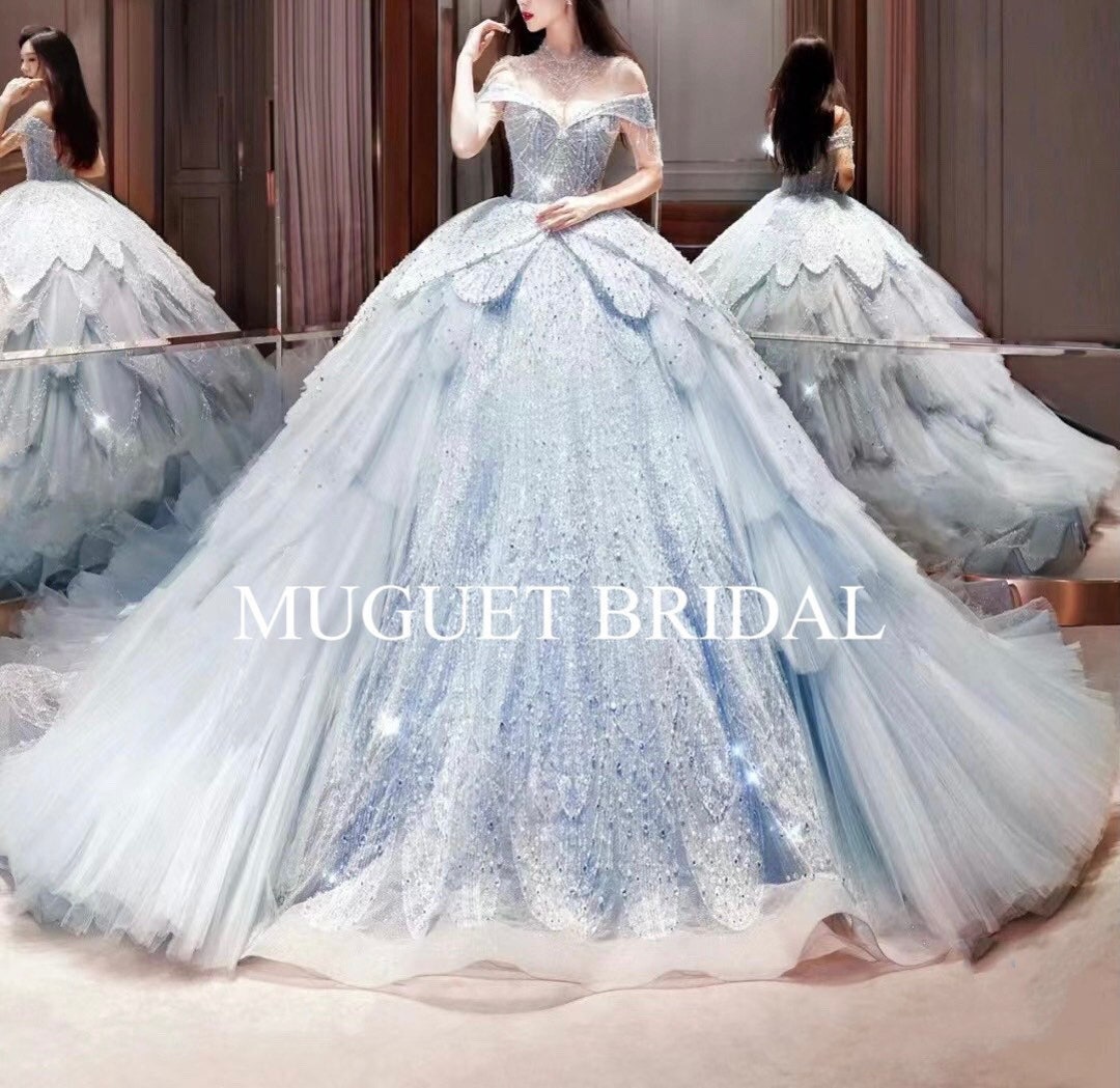 blue wedding dress