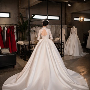 High Collar Wedding Dress Long Sleeve Wedding Dress Ball Gown Lace ...