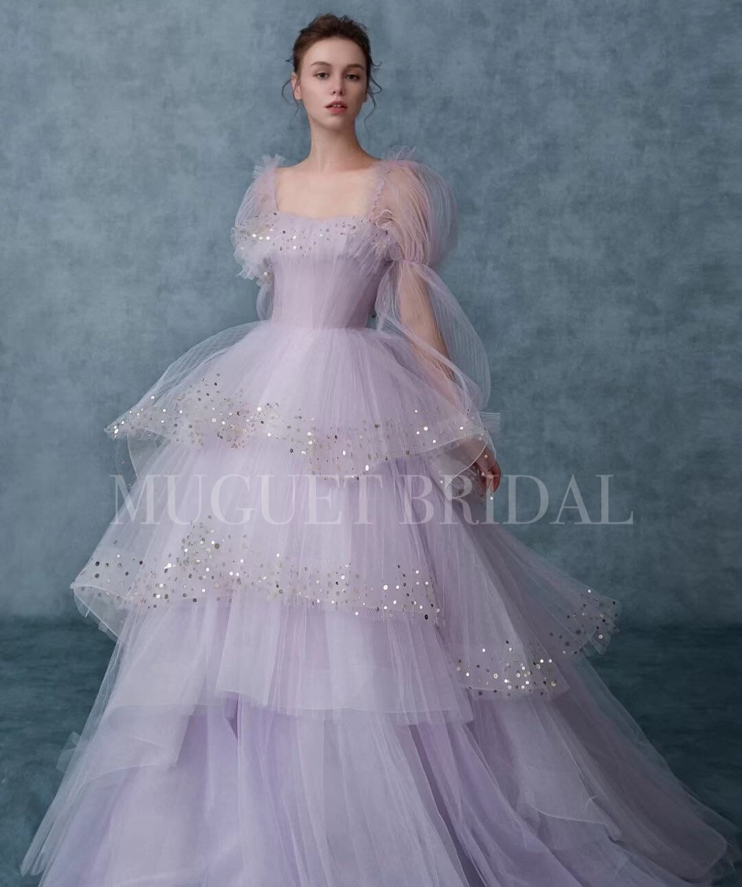 Purple Wedding Dress Lilac off the Shoulder Layered Tulle | Etsy