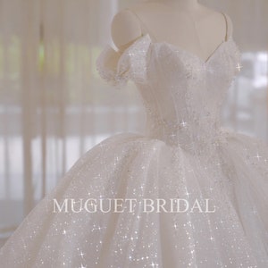 Luxury Sparkly Princess Wedding Dress - Ball Gown - Beadings - Swarovski Crystals - Off the shoulder - Sweetheart- Glitter Dress