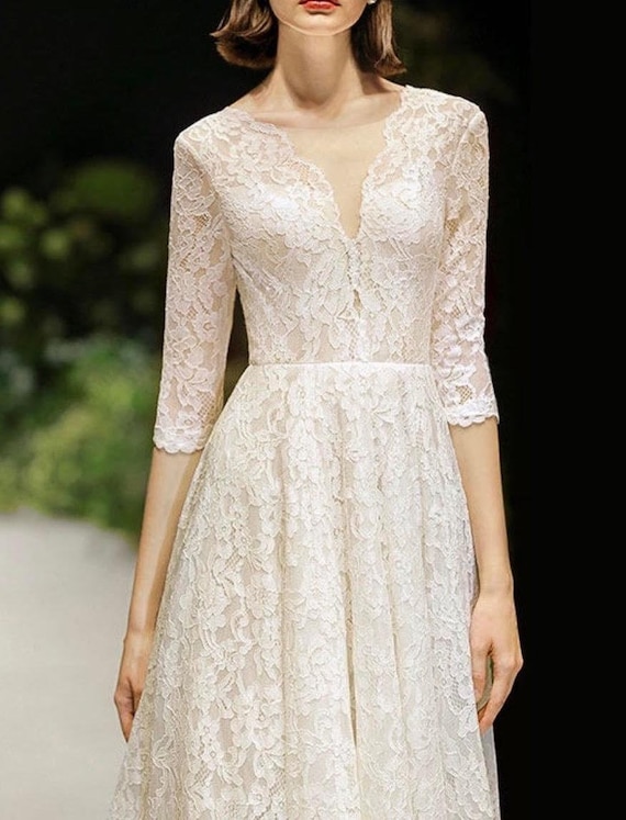 women's metallic brocade a-line dress Plus Size Designer Lace Straps V-neck A-line Chapel Train Wedding Gown, Light Ivory