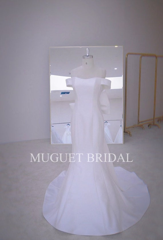 Trumpet Mermaid Satin Bow Off The Shoulder Wedding Dress Trumpet Mermaid Satin Bow Off The Shoulder Wedding Dress