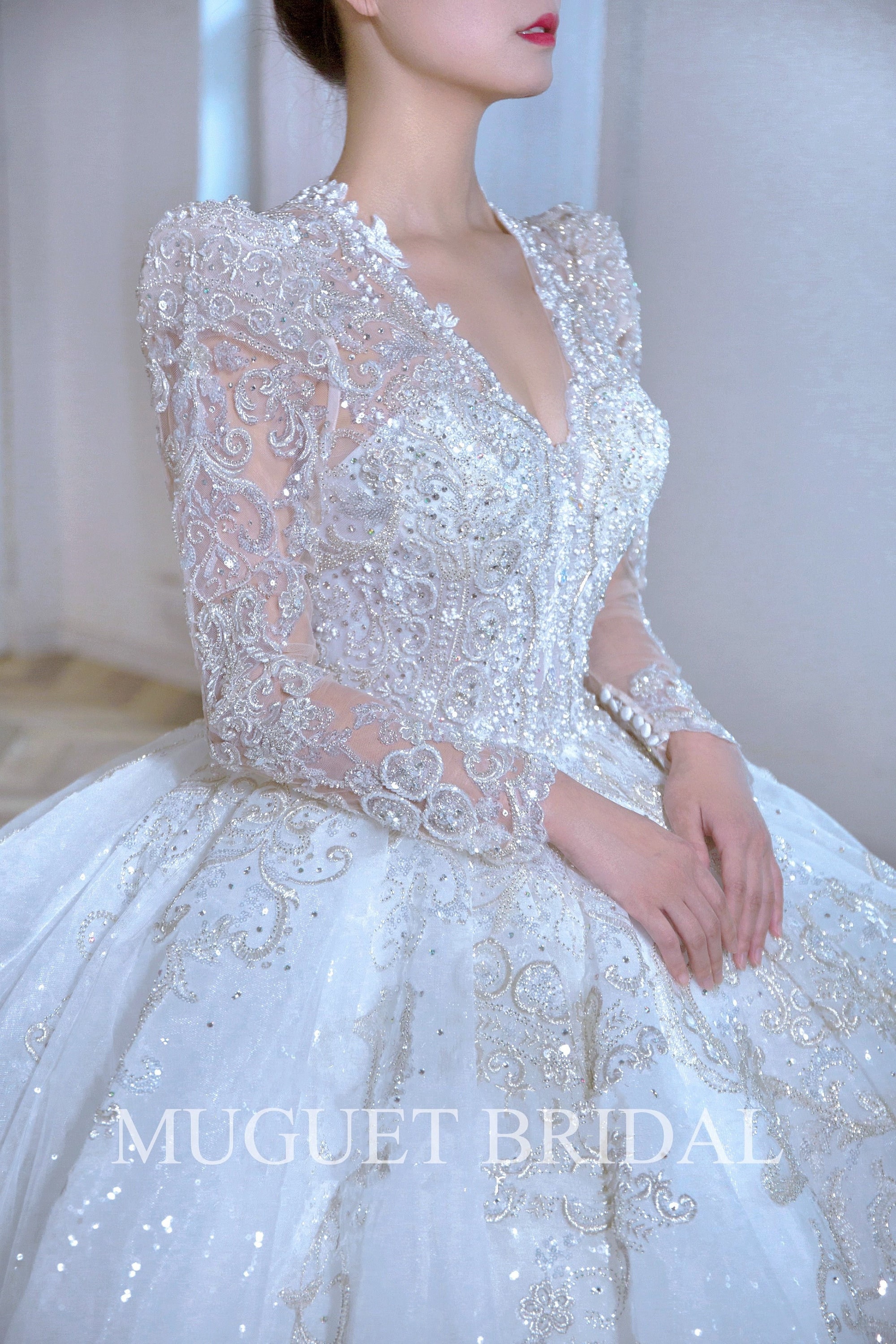 Long Sleeve Lace Ball Gown Wedding Dress With Open Back | Kleinfeld Bridal