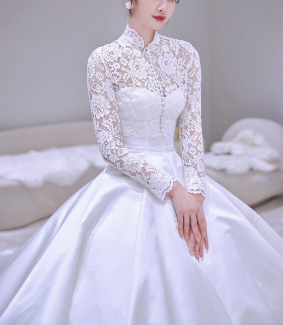 Grace Kelly Wedding Dress Long Sleeve ...