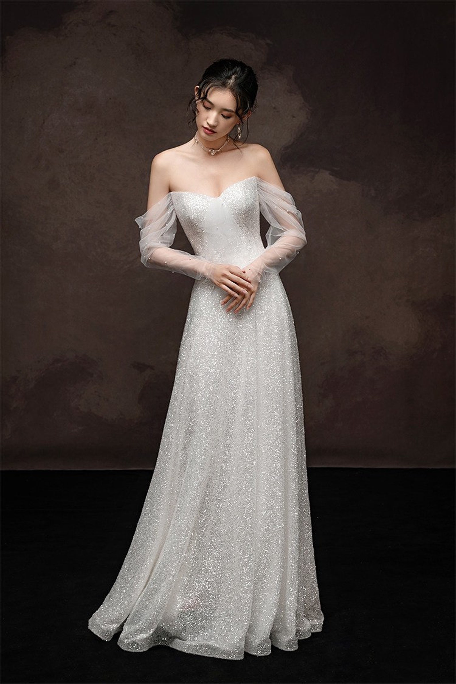 Unique Glitter Wedding Dress - Starry Wedding Dress - After Party ...