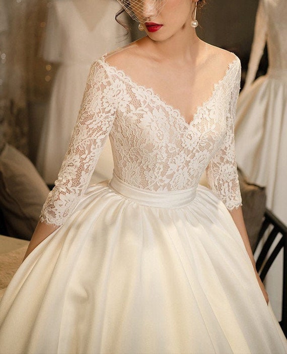 Classic Wedding Dress Ball Gown Long Sleeve Wedding Dress - Etsy