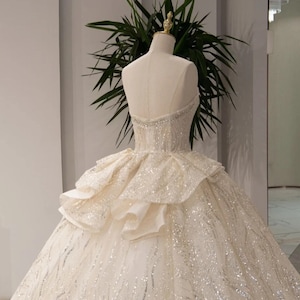 Luxury Sparkly Wedding Dress Ball Gown Wedding Dress Long Sleeve Wedding Dress Beadings Fairy Wedding Dress Princess Wedding Dress image 4